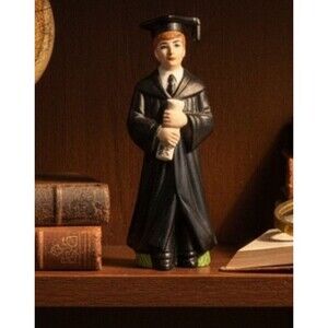 1991 Lefton Male Graduate Figurine Sri Lanka 4¾" Tall Personalized Spud